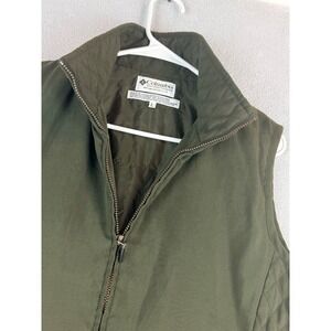Columbia Quilted Vest Women's Size‎ Large Olive Green Full Zip Sleeveless Jacket